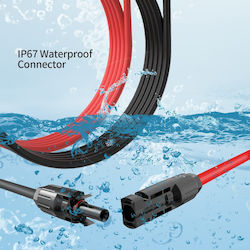Solar Extension Cables 2x9 m Red Black IP67 Self-locking Connectors