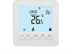 Termostat Th-06 Ecran Digital Încorporat 16a 3500w Alimentare 220v Senzor de Pardoseală Alb