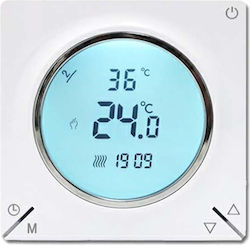Termostat Th-12 Ecran Digital Încorporat 16a 3500w 220v Sursă de Alimentare Senzor de Pardoseală Alb