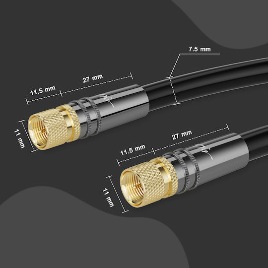Hd 4k Uhd Coaxial Antenna Cable 2 F Connectors Black 50 M