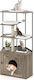 Costway Cat Desk Built-In Cabinet & Hole & Pet Eyes Pv10389gr