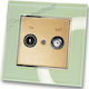 TV Sat Terminal Socket Gold Frame Mint Glass Hs...