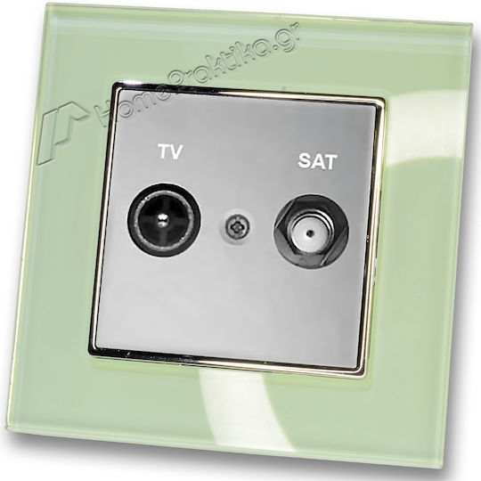 TV Sat Terminal Socket Silver Frame Mint Glass Hseries Lineme 50-00138-5_50-00121-24