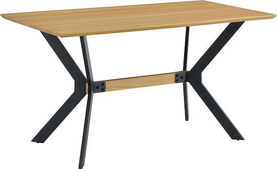 Eldridge Dining Room Table Wooden with Metal Frame Sonoma Black 160x80x74cm