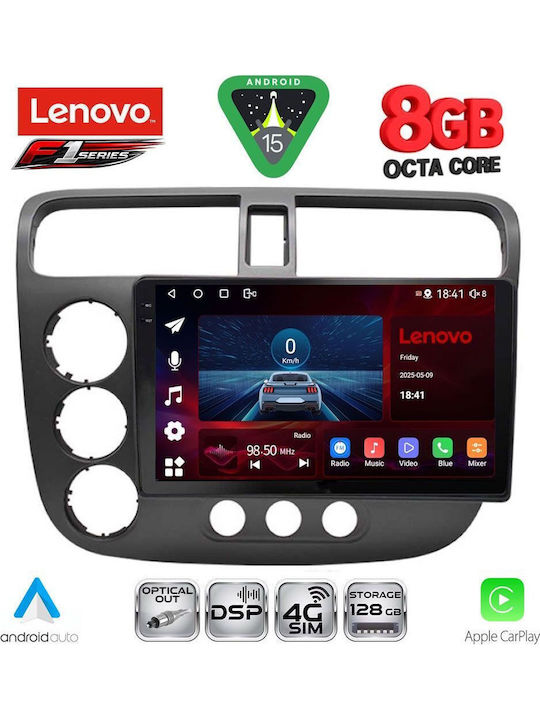 Lenovo Car Audio System for Honda Civic 2001-2006 (Bluetooth/USB/WiFi/GPS/Apple-Carplay/Android-Auto) with Touch Screen 9"