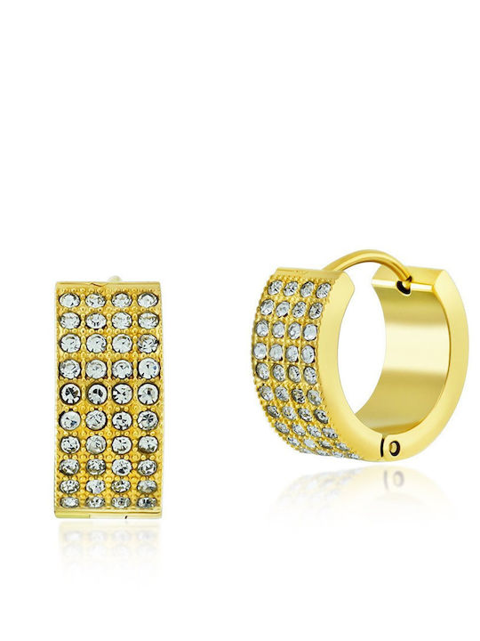 Bijou Box Earrings Hoops made of Steel Gold Plated with Stones