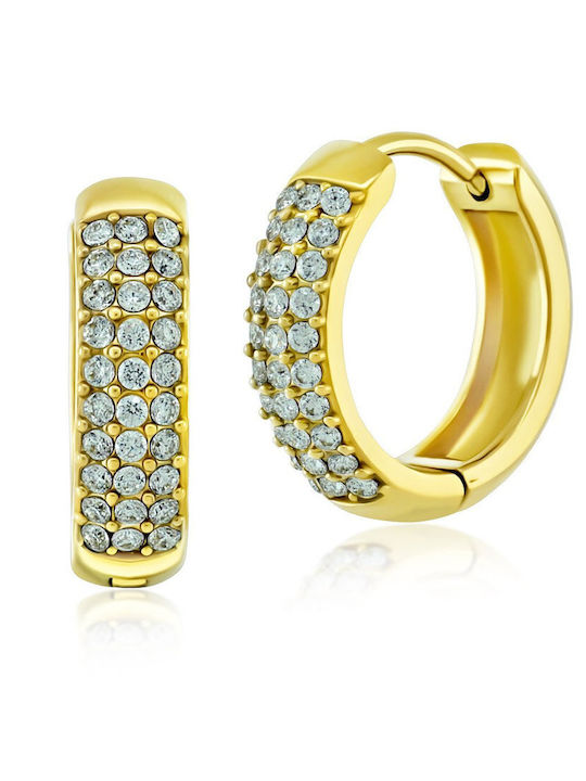 Bijou Box Earrings Hoops made of Steel Gold Plated with Stones
