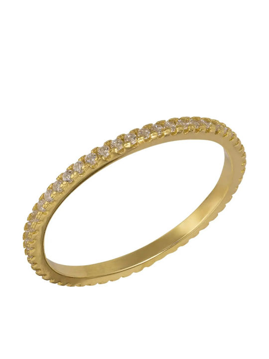 Damen Ring Vollring mit Zirkonia aus Silber Vergoldet