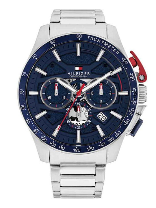 Tommy Hilfiger Bank Men's Watch Battery with Silver Metal Bracelet