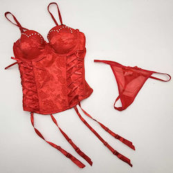 Set Women's Lingerie Corset Floral Garters Stri...
