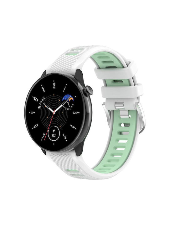 Watch Strap Two Colors Silicone Amazfit Bip 1s 20 Mm White + Cyan Green