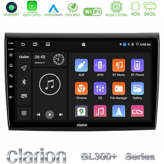 Clarion Ηχοσύστημα Αυτοκινήτου για Fiat Bravo 2007-2015 (Bluetooth/USB/AUX/WiFi/GPS/Apple-Carplay/Android-Auto) με Οθόνη Αφής 9"