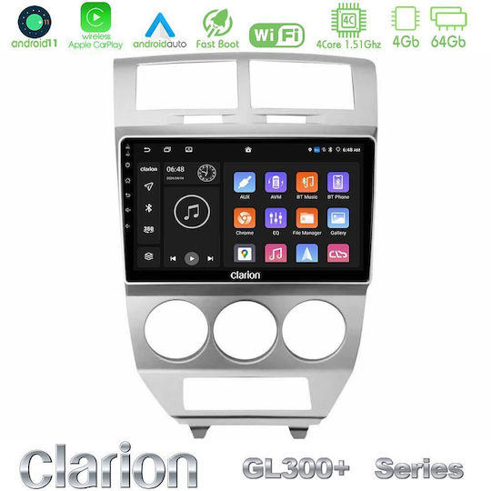 Clarion Auto-Audiosystem Dodge Kaliber 2006-2011 (Bluetooth/USB/AUX/WiFi/GPS/Apple-Carplay/Android-Auto) mit Touchscreen 10"