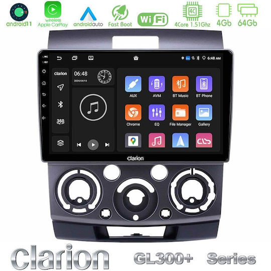 Clarion Auto-Audiosystem für Ford Ranger Mazda BT-50 2007-2012 Bluetooth USB AUX Eingebautes Wi-Fi GPS Apple CarPlay Android Auto mit 9 Zoll Touchscreen