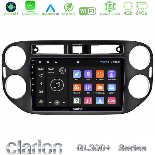 Clarion Car Audio System for Volkswagen Tiguan / Golf Plus 2004 – 2014 (Bluetooth/USB/AUX/WiFi/GPS/Apple-Carplay/Android-Auto) with Touch Screen 9"