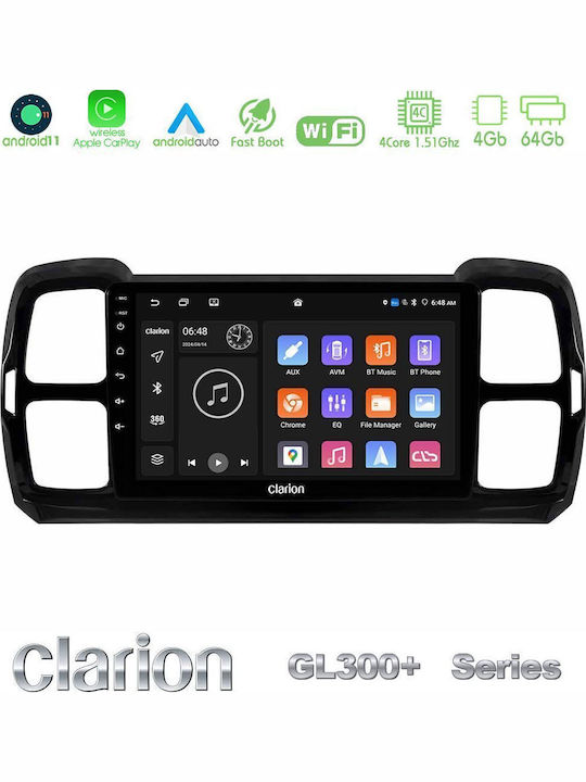 Clarion Car Audio System for Citroen DS5 2017-2021 (Bluetooth/USB/AUX/WiFi/GPS/Apple-Carplay/Android-Auto) with Touch Screen 9"