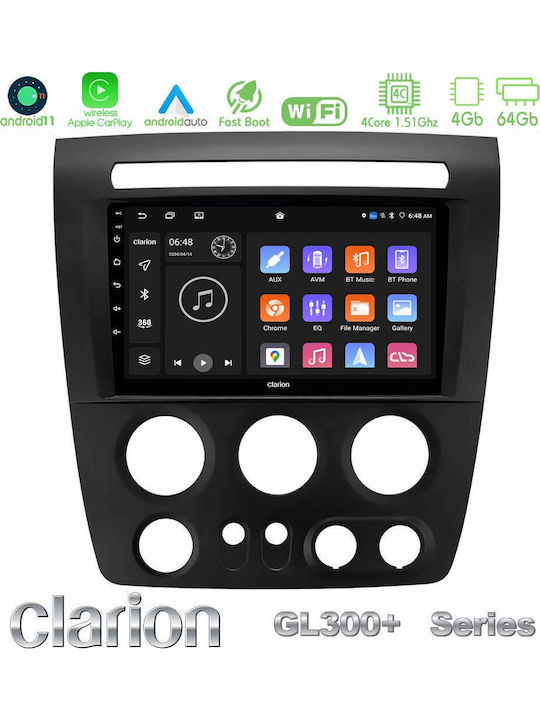 Clarion Car Audio System Hummer H3 2005-2009 (Bluetooth/USB/AUX/WiFi/GPS/Apple-Carplay/Android-Auto) with Touch Screen 9"