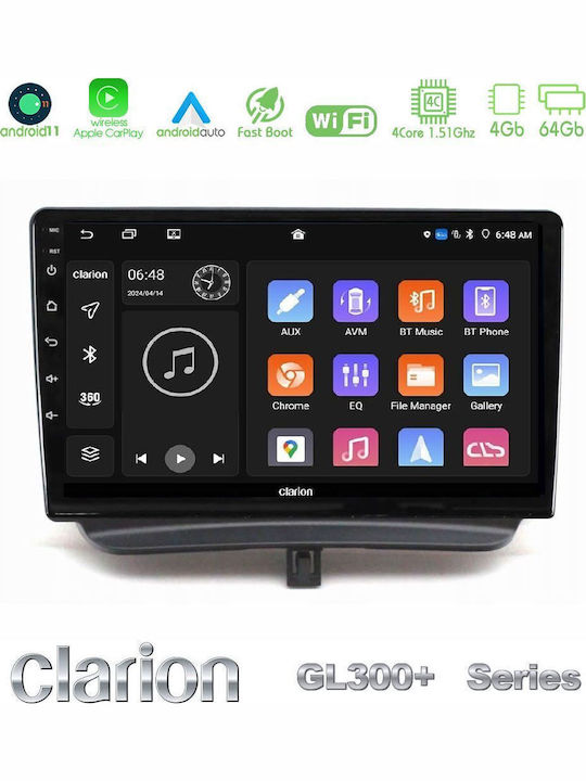 Clarion Car Audio System for Ford Courier 2015-2023 (Bluetooth/USB/AUX/WiFi/GPS/Apple-Carplay/Android-Auto) with Touch Screen 9"