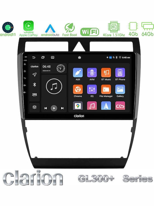 Clarion Car Audio System for Citroen C5 Audi A6 1997-2004 (Bluetooth/USB/AUX/WiFi/GPS/Apple-Carplay/Android-Auto) with Touch Screen 9"