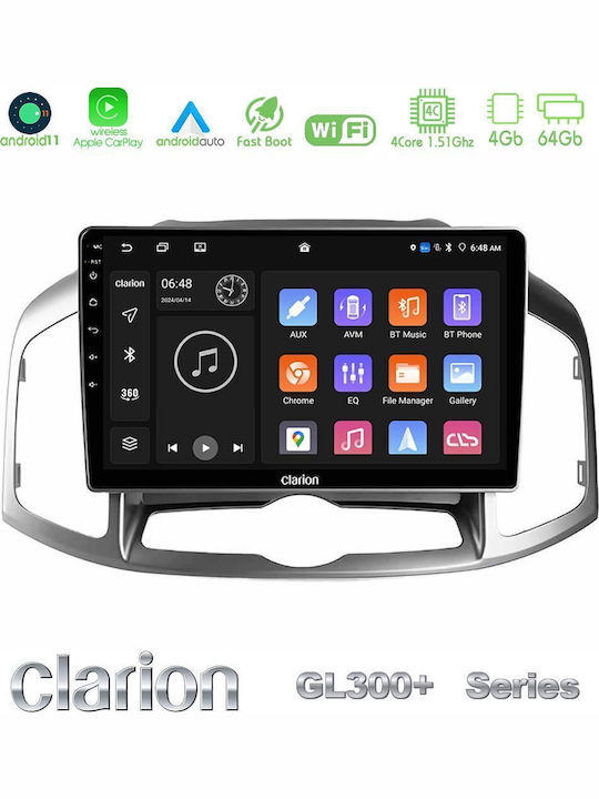 Clarion Car Audio System for Chevrolet Captiva 2012-2016 (Bluetooth/USB/AUX/WiFi/GPS/Apple-Carplay/Android-Auto) with Touch Screen 9"