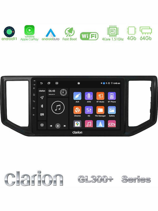 Clarion Car Audio System for Volkswagen Amarok 2017-2022 (Bluetooth/USB/AUX/WiFi/GPS/Apple-Carplay/Android-Auto) with Touch Screen 9"