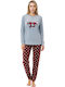 Lovelx Homewear Χειμερινό Γυναικείο Σετ Πιτζάμας Γκρι