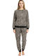 Lovelx Homewear Winter Women's Pyjama Set Leopard-black
