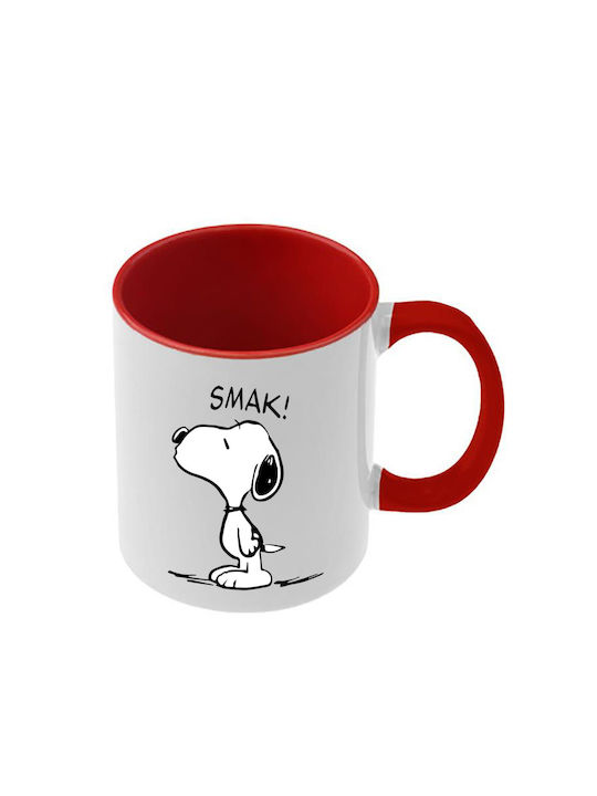 Snoopy Tasse Rote Griff Innenseite