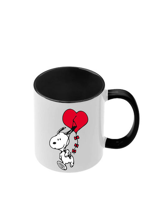 Snoopy Schwarze Tasse Mit Griff Innen