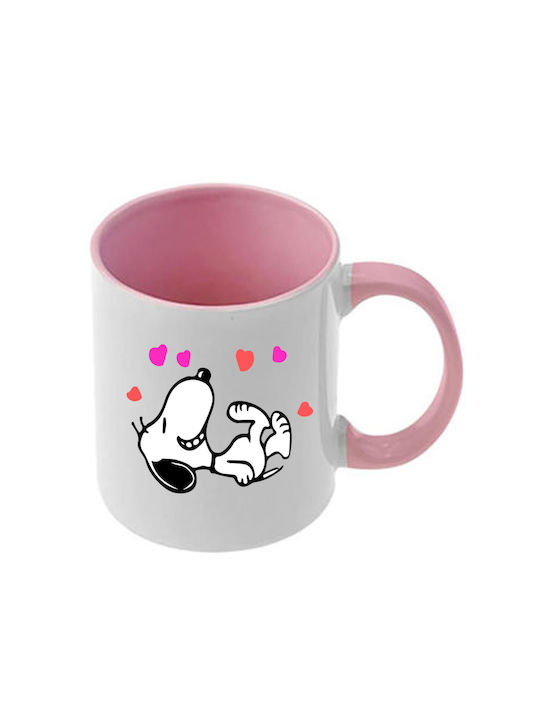 Snoopy Rosa Tasse Mit Griff Und Innerem