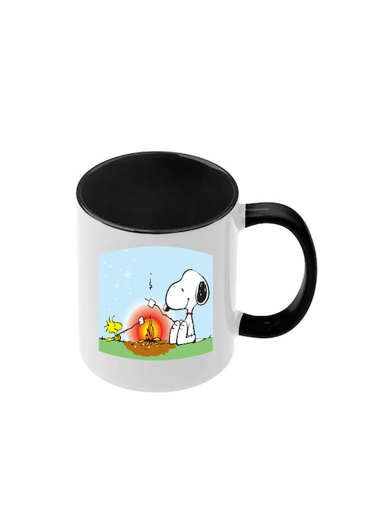 Snoopy Schwarze Tasse Mit Griff Innen