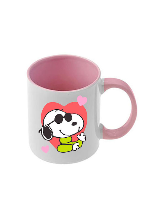 Snoopy Rosa Tasse Mit Griff Und Innerem
