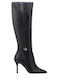 Leather High Heel Women's Boots Black