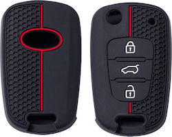 Car Key Cover Case made of with 3 Buttons for Hyundai / Kia in Red Color
