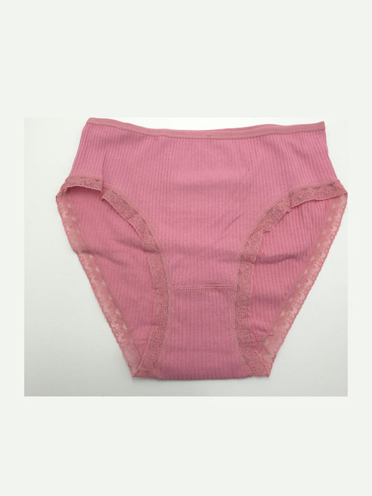 Cotton Women's Briefs with Lace Pink