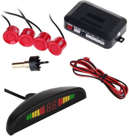 Set Senzori Parcare Detector Parktronic Display Monitor Radar 4 Senzori Roșii