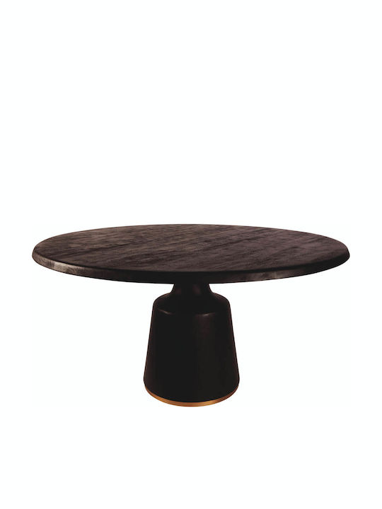 Rotund Masă Sala de mese din Lemn Masiv Black, Gold 150x150x77buc