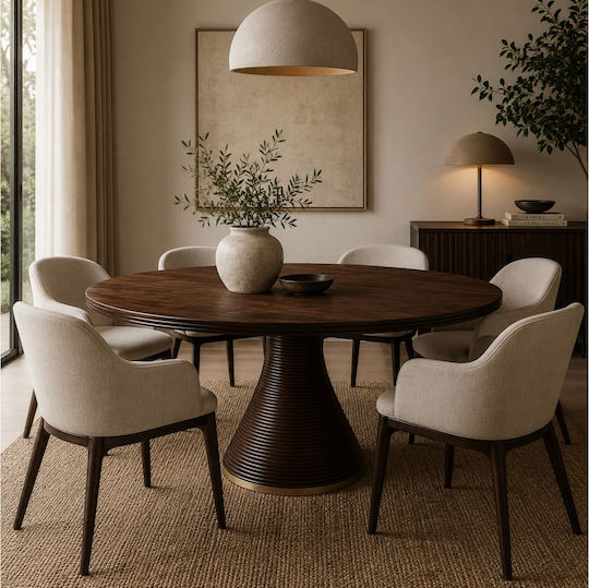 Στρογγυλό Τραπεζαρίας Brown, Gold 150x150x77εκ. Στρογγυλό Τραπεζαρίας Brown, Gold 150x150x77εκ.