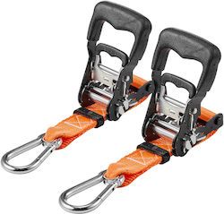 Vevor Auto-Gepäckgurte 38,1 Mm x 1,8 M mit Ratsche Schwerlast-Gepäckgurte Karabiner Bruchlast 1100 Kg Tasche Transport Befestigung Ratsche Transporter Motorrad Kajak Dachgepäckträger 2 Stücke