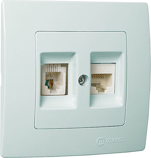 Lillium Socket RJ11+Data RJ45 Pearl Makel 2-m32100037