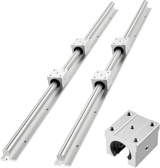 Vevor Sbr25 Linear Rail Set 2 Pieces 1200 Mm 47.24 Inch Linear Motion Guides 4 Pieces Sliders Bearings Fully Supported Shaft Cutting Grinding Milling Drilling Machines Accessories