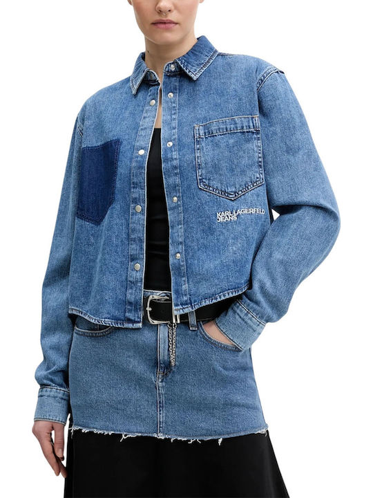 Women's Denim Long Sleeve Shirt Dark Denim