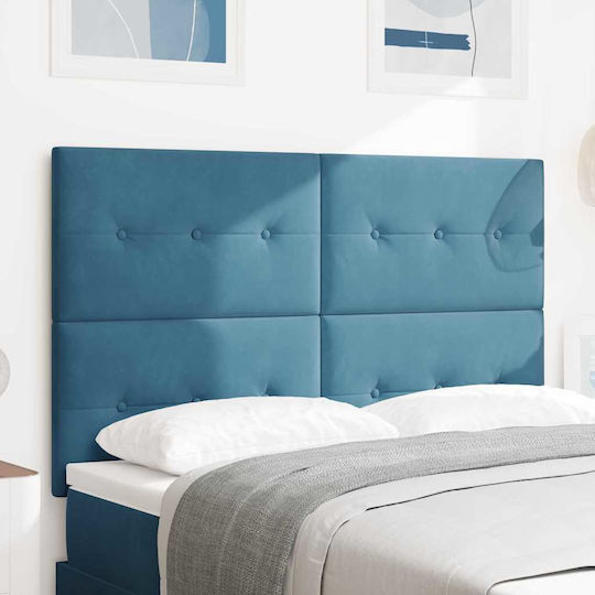 vidaXL LED-Kopfteil aus Holz Blau 144 x 128 cm