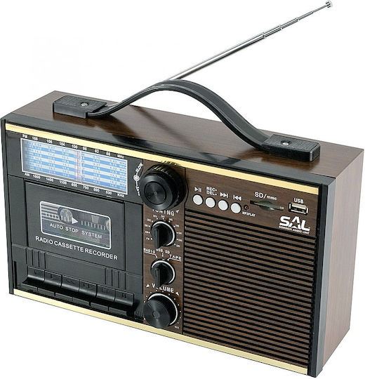 61528 Retro Cu alimentare la rețea / baterie cu USB Maro