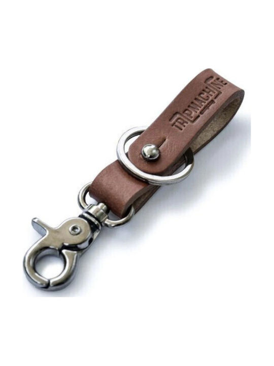 Leather Key Fob Keychain Tan Metallic Black Tri...