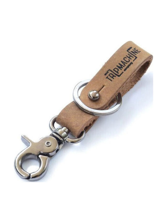 Leather Raw Metallic Black Key Fob Keychain Tri...