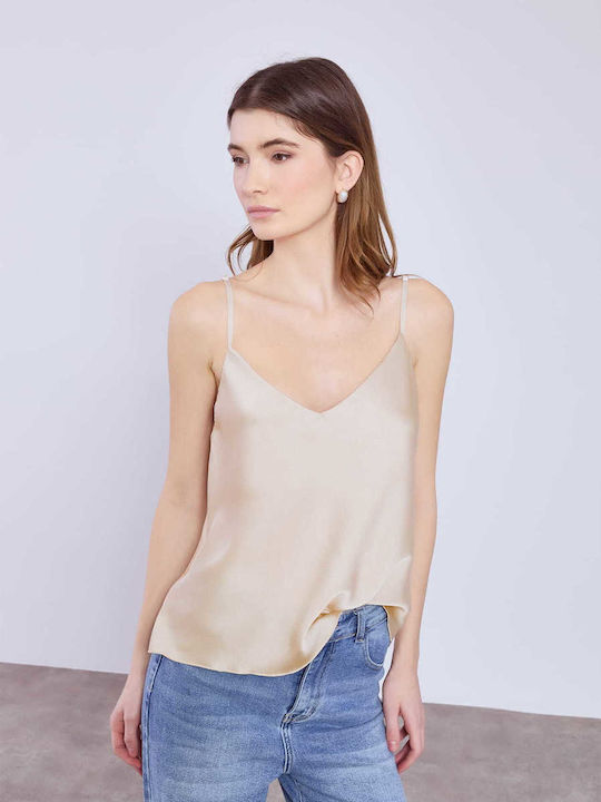 Celestino Lingerie Τοπ Σατέν Μπεζ