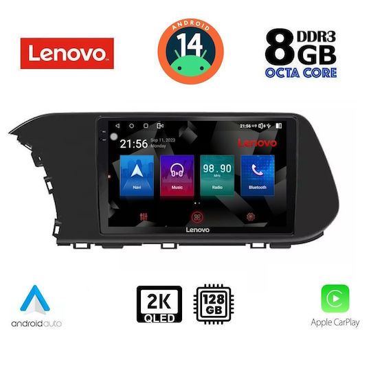 Lenovo Car Audio System for Hyundai i20 / Bayon 2021 with Clima (Bluetooth/USB/WiFi/GPS/Apple-Carplay/Android-Auto) with Touch Screen 10"