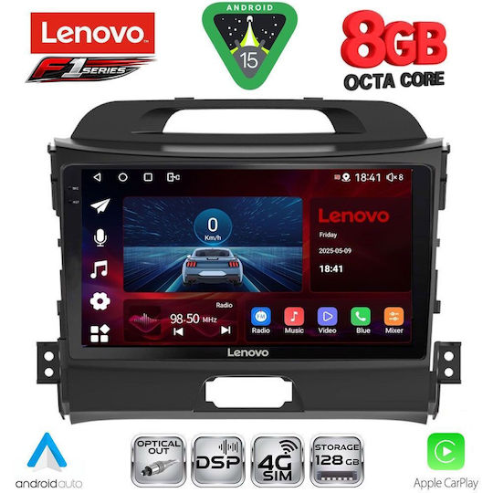 Lenovo Car Audio System for Kia Sportage 2010-2015 (Bluetooth/USB/WiFi/GPS/Apple-Carplay/Android-Auto) with Touch Screen 9"