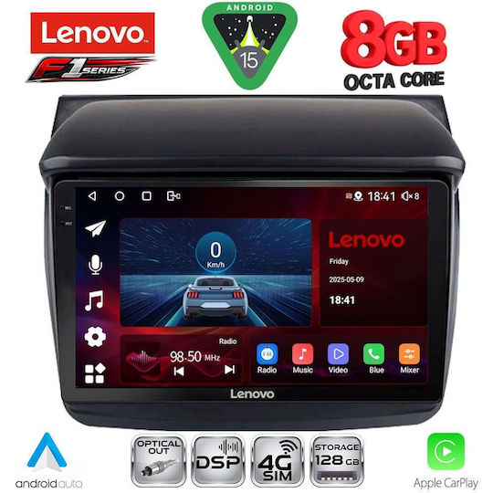 Lenovo Ηχοσύστημα Αυτοκινήτου για Mitsubishi L200 2006-2015 (Bluetooth/USB/WiFi/GPS/Apple-Carplay/Android-Auto) με Οθόνη Αφής 9"